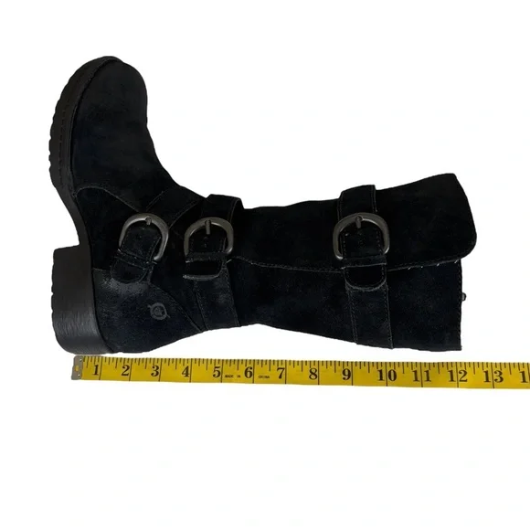 Born Black Suede Leather Buckle Heeled Boots - Women’s Size 6.5 - Picture 14 of 16